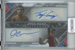 2022 Topps Star Wars Masterwork  Taylor Gray as Ezra Bridger/Jim Cummings as Hondo Ohnaka Dual Autographs 11/50