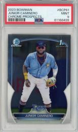 2023 Bowman Chrome Tampa Bay Rays Junior Caminero 1st Bowman PSA 9