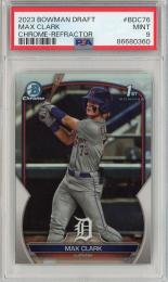 2023 Bowman Draft Chrome Detroit Tigers Max Clark 1st Bowman Refractor PSA 9