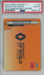 2020 Topps Chrome Formula 1 Racing  Renault DP World Base/Team Logos/70th anniversary parallels/Orange/#116 【PSA8】