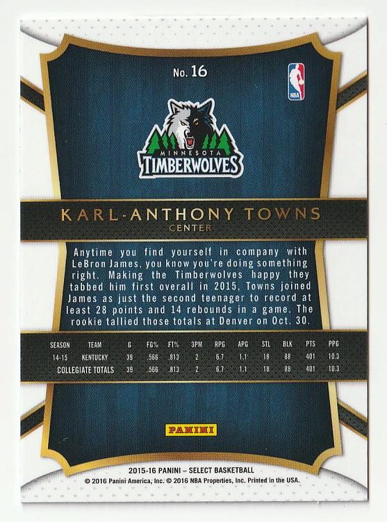 Mint Panini Select Rc Karl Anthony Towns