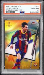 2020-21 Topps Finest UEFA Champions League Lionel Messi #100 Gold Refractors【4/50】【PSA GEM MT 10】 FC Barcelona