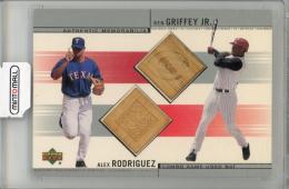 2001 UPPER DECK Alex Rodriguez/Ken Griffey JR. COMBO GAME-USED BAT#CB-RG Texas Rangers/Cincinnati Reds