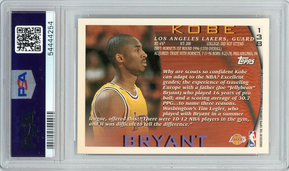 コービーブライアント  NBAカード96-97 Topps #138 PSA8