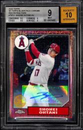 2022 Topps #T87C1 Shohei Ohtani 87 Topps Silver Pack Chrome Autographs Red Refractors【4/5】【BGS MINT 9/AUTO 10】 Los Angeles Angels