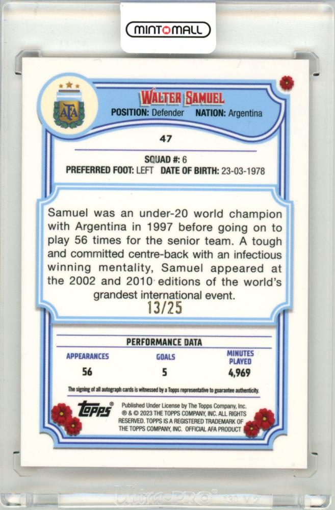 2024 Topps Team set argentina patch walter samuel /250 #TR-WS