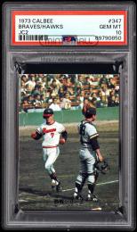 1973 Calbee #347 Braves/Hawks(ブレーブス/ホークス/福本豊) JC2【PSA GEM MT 10】