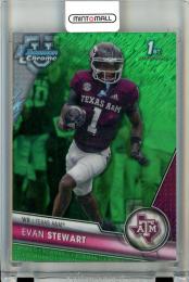 2023 Topps Bowman University Chrome Football  Evan Stewart #144 Green Shimmer Refractor 44/99