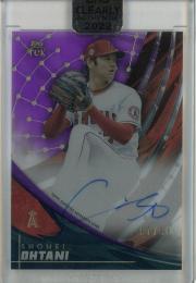 2022 Topps Clearly Authentic Los Angeles Angels Shohei Ohtani Topps Tek Autographs Purple 07/10