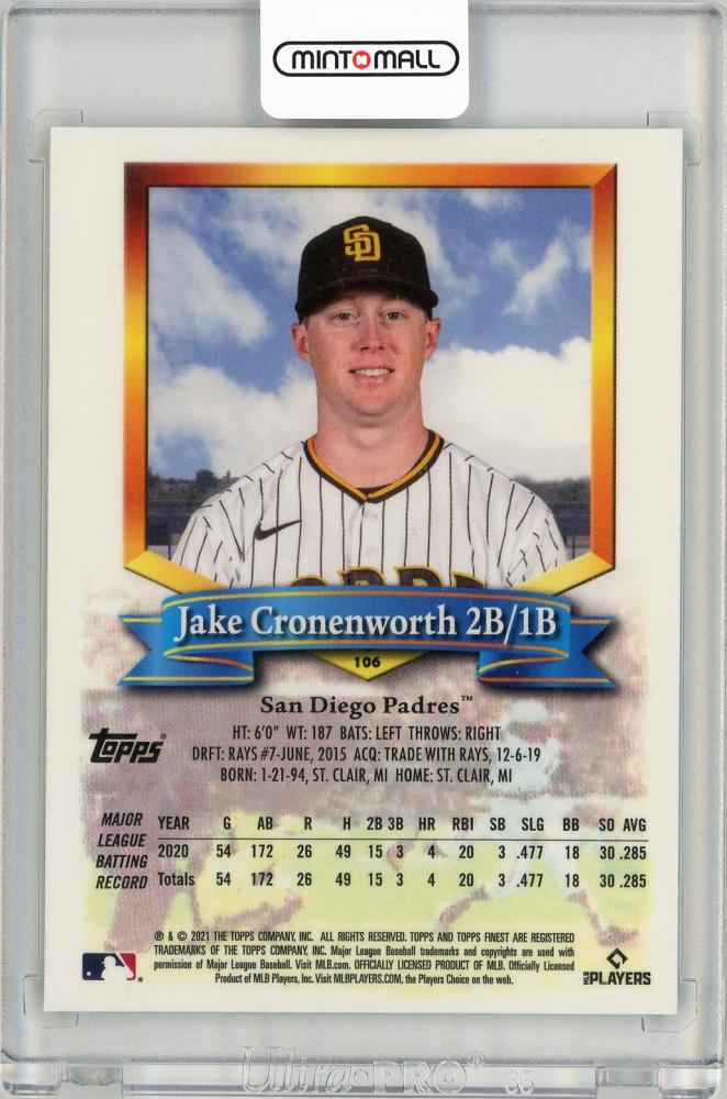 2021 TOPPS FINEST FLASHBACKS RC #106 / Jake Cronenworth San Diego Padres