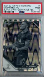 2021-22 Topps Chrome UEFA Champions League Kylian Mbappe Black and White RayWave Refractors/#1【PSA9】 Paris Saint-Germain