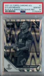 2021-22 Topps Chrome UEFA Champions League Kylian Mbappe Black and White RayWave Refractors/#1【PSA10】 Paris Saint-Germain