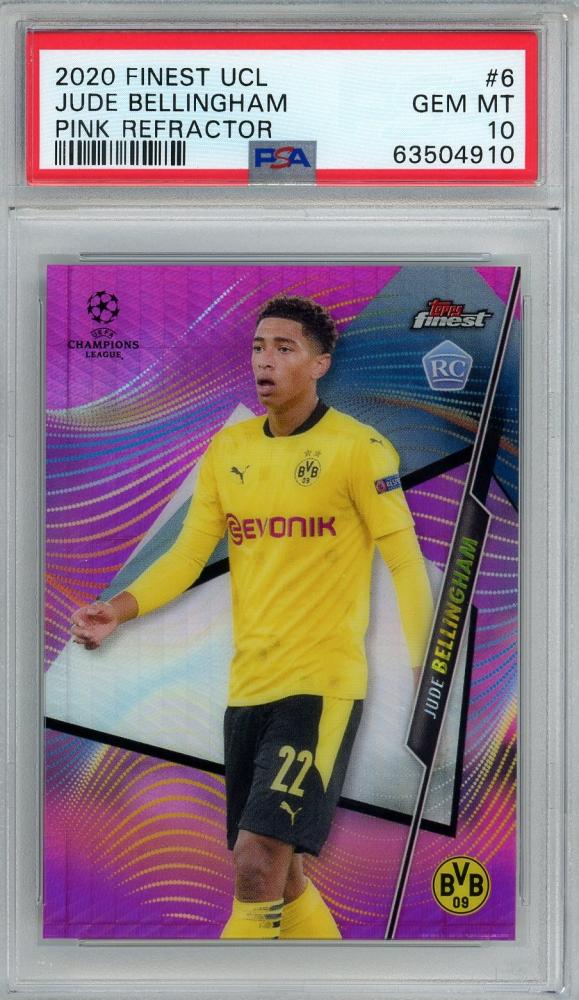 2020-21 Topps Finest UEFA Champions League Jude Bellingham RC/ Pink Refractors/#6【118/125】【PSA10】 Borussia Dortmund