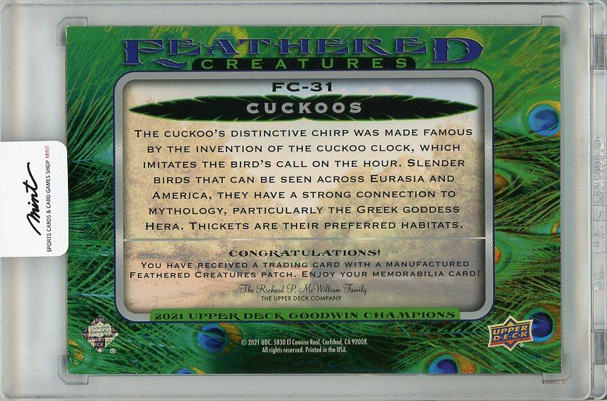 ミントモール / MINT 梅田店 / 【表面上部ダメージあり】2021 UPPER DECK Goodwin Champions Cuckoos Manufactured Feathered