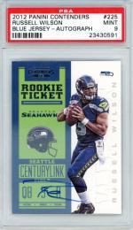 2012 PANINI Contenders Russell Wilson #225 Rookie Ticket Autograph (Blue Jersey)【PSA9】 Seattle Seahawks