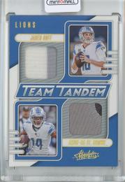 2023 Panini Absolute Football Jared Goff / Amon-Ra St. Brown Team Tandem Materials/Gold【23/99】