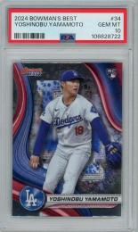 2024 Bowman's Best Yoshinobu Yamamoto Base #34【PSA 10】《Gem-MINT》 Los Angeles Dodgers