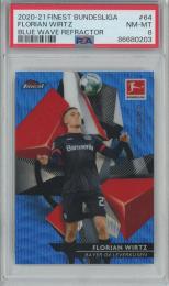 2020-21 Topps Finest Bundesliga Soccer Florian Wirtz Base/Blue Wave Refractor/#64【74/150】【PSA8】 BAYER 04 LEVERKUSEN