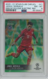 2020-21 Topps Stadium Club Chrome UEFA Champions League Soccer Jamal Musiala Base/Green-Yellow Electric/#41/RC【19/75】【PSA8】 FC Bayern Munchen RC