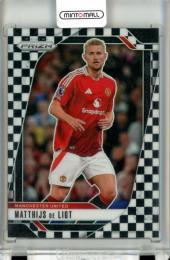 2024-25 Panini Prizm Premier League Matthijs De Ligt Base Black and White Checker Prizm Parallel Manchester United