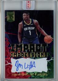 2021-22 Panini Donruss Elite Basketball Zion Williamson Impact Impressions Asia Red and Green #24 New Orleans Pelicans