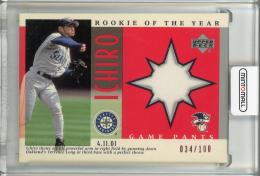 2001 Upper Deck Ichiro Rookie Of The Year Game Pants【034/100】 Seattle Mariners