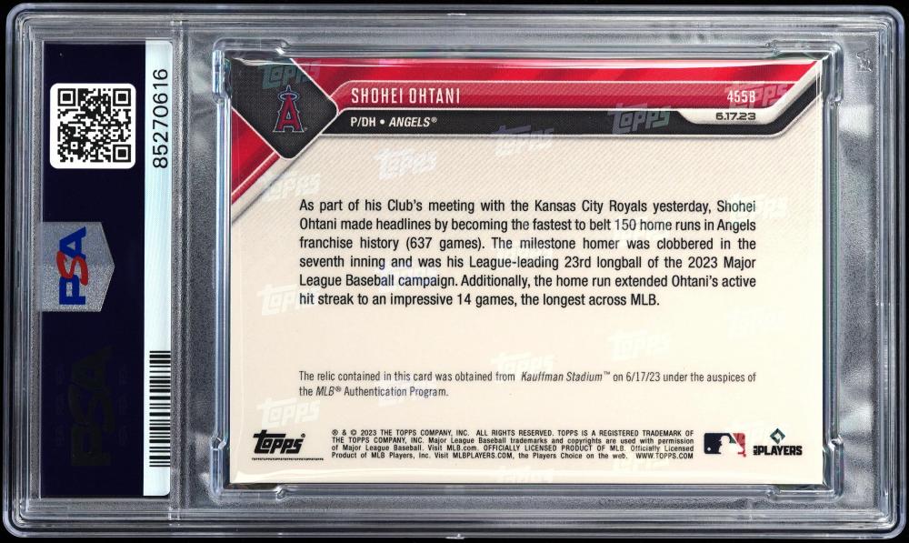 2023 Topps Now #455B Shohei Ohtani Game Used Base Relic Blue