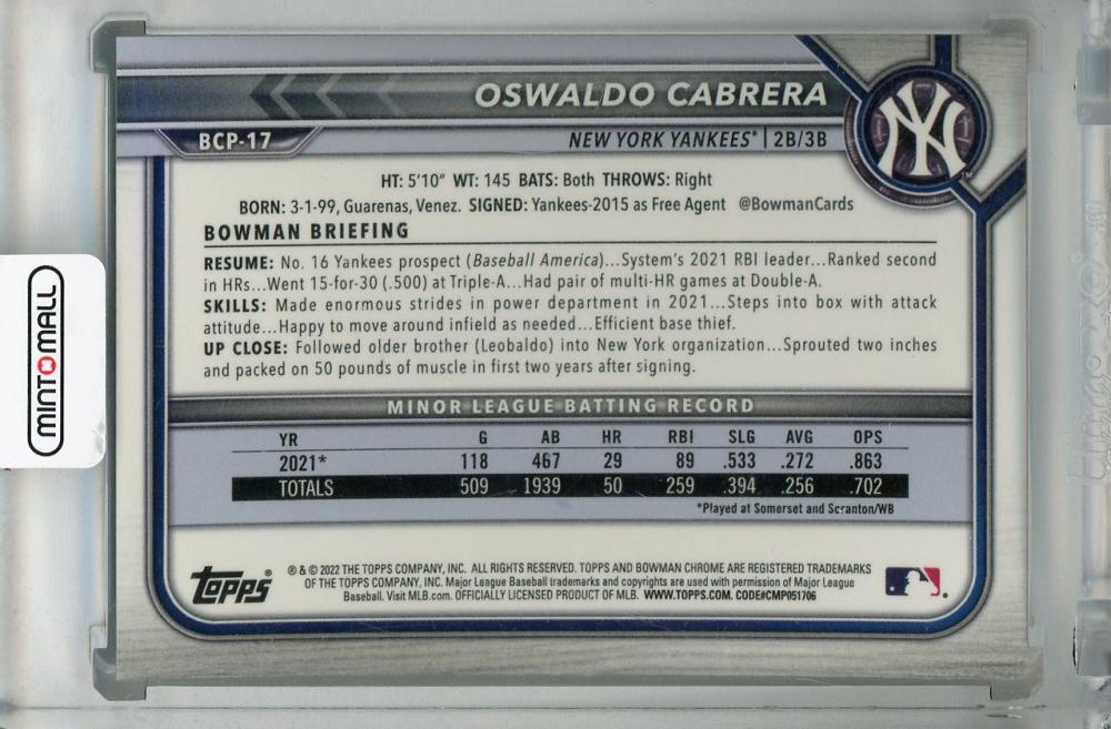 ミントモール / MINT 浦和店 / 2022 Topps Bowman New York Yankees Oswaldo Cabrera