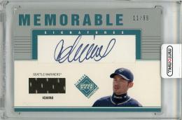 【表面左上(裏面右上)若干難あり】2002 UPPER DECK Diamond Connection Ichiro Autograph & Game Worn Jersey【11/99】