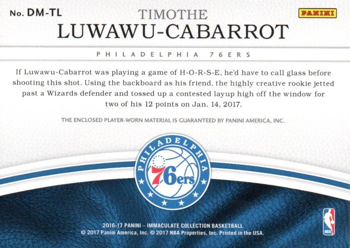 ミントモール Mint 梅田店 16 17 Panini Immaculate Luwawu Cabarrot Dual Materials 09 10 ミントモール Mint 梅田店 16 17 Panini Immaculate Luwawu Cabarrot Dual Materials 09 10