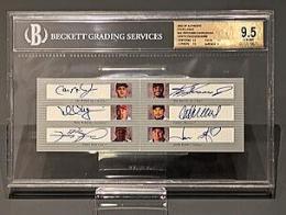 2002 SP Authentic #AE Ken Griffey Jr./Sammy Sosa/Cal Ripken/Jason Giambi/Mark McGwire/Ichiro Suzuki Excellence Autograph【15/25】【BGS9.5/AU8】