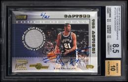 2001-02 Stadium Club #TCATD Tim Duncan Touch of Class Autographs【06/21】【BGS NM-MT+ 8.5】 San Antonio Spurs