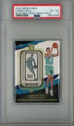 2020-21 Panini Impeccable  Lamelo Ball Silver NBA Logo Holo Gold RC PSA6 #14 5/8