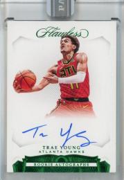 2018-19 Panini Flawless White Box  Trae Young Rookie Autographs Green White Box Authentic Signature(1of1) 1/1