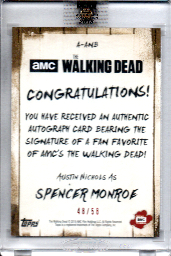 ミントモール Mint 梅田店 18 Topps Walking Dead Autograph Collection Spencer Monroe Austin Nichols Autograph 48 58