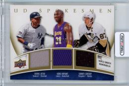 2009 Upper Deck Ballpark Collection  Derek Jeter / Kobe Bryant / Sidney Crosby Spokesmen Triple Swatch #JBC 05/15