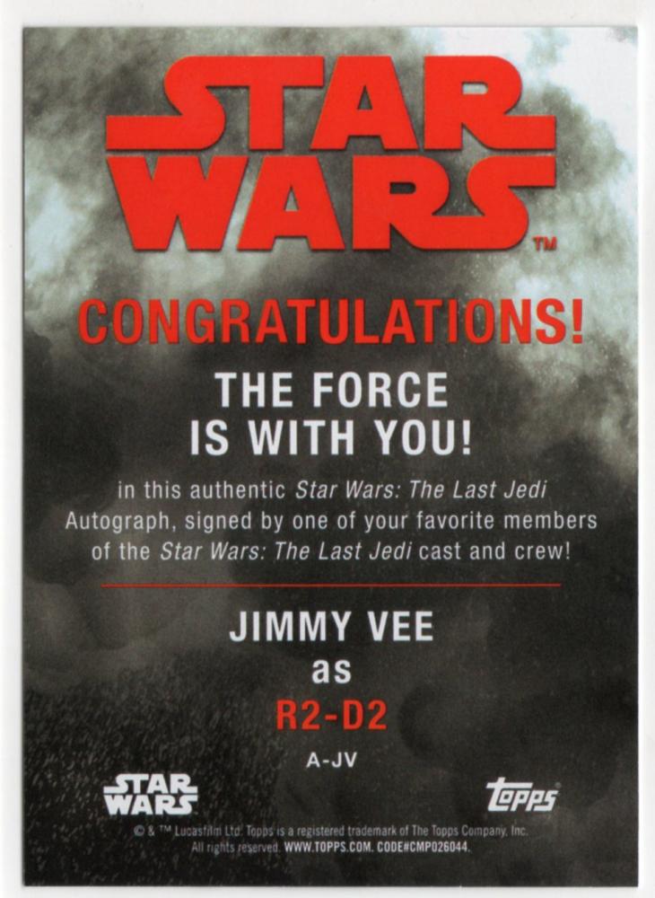 ミントモール Mint 仙台店 18 Star Wars The Last Jedi Series Two R2 D2 Jimmy Vee Autograph ミントモール Mint 仙台店 18 Star Wars The Last Jedi Series Two R2 D2 Jimmy Vee Autograph