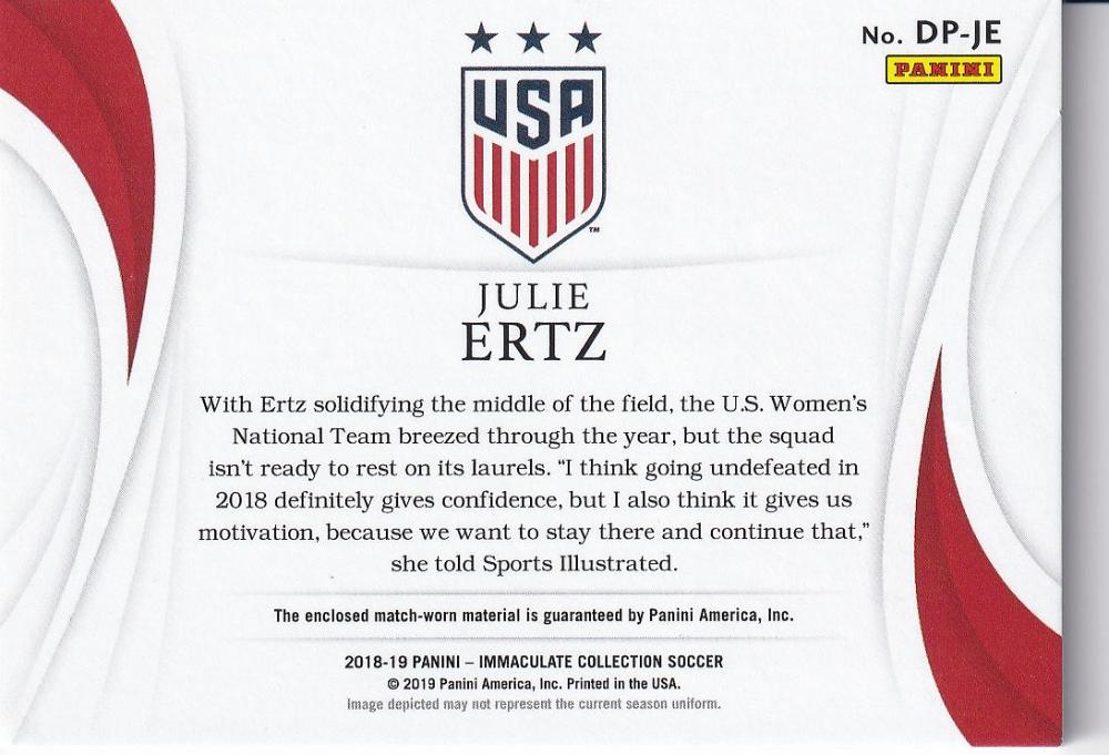 ミントモール Mint 浦和店 18 19 Panini Immaculate Collection United States Julie Ertz Dual Patches 05 30