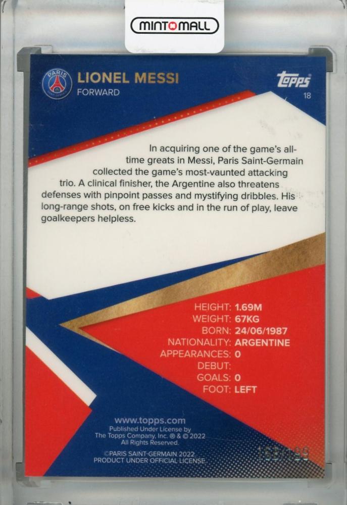 Carte Topps PSG Team Set 21/22 - Lionel Messi - Near Mint