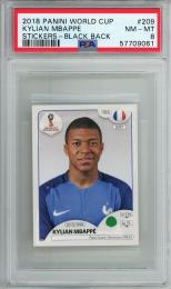 2018 Panini World Cup Kylian Mbappe Stickers/Black Back/#209【PSA8】 France