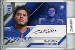 2024 Panini Donruss Elite Football Blake Corum Pen Pals Signatures/RC Los Angeles Rams
