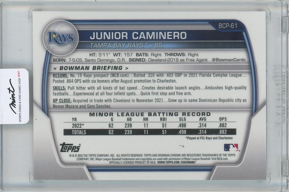 Mavin  2023 Bowman Chrome Junior Caminero Mega Box Mojo Refractor 1st  Bowman #BCP-61