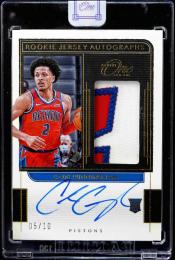 2021-22 Panini One and One Cade Cunningham RC Prime Rookie Patch Autographs Gold #1【 5/10】 Detroit Pistons