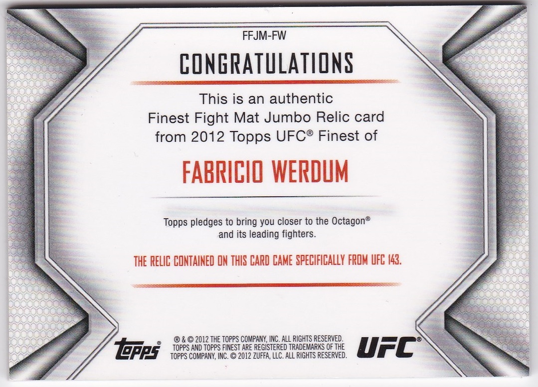 ミントモール Mint 横浜店 12 Finest Ufc ファブリシオ ヴェウドゥム ジャンボ マットカード ミントモール Mint 横浜店 12 Finest Ufc ファブリシオ ヴェウドゥム ジャンボ マットカード