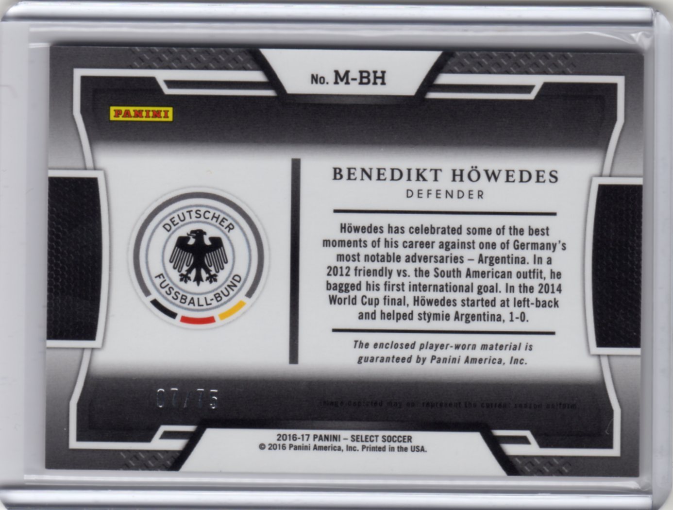 ミントモール Mint 福岡店 Panini 16 17 Select Soccer Benedikt Howedes Orange Jersey オレンジ パラレル ジャージカード 7 75 ミントモール Mint 福岡店 Panini 16 17 Select Soccer Benedikt Howedes Orange Jersey オレンジ パラレル ジャージカード 7 75